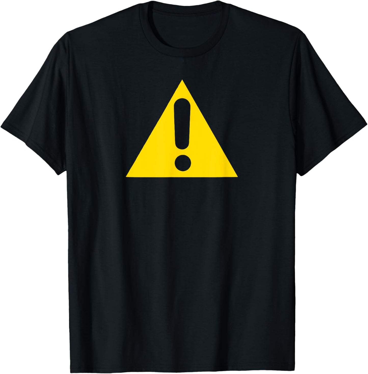 Yellow Caution Warning Exclamation Street Sign Triangle T-Shirt - T-Shirt | Black