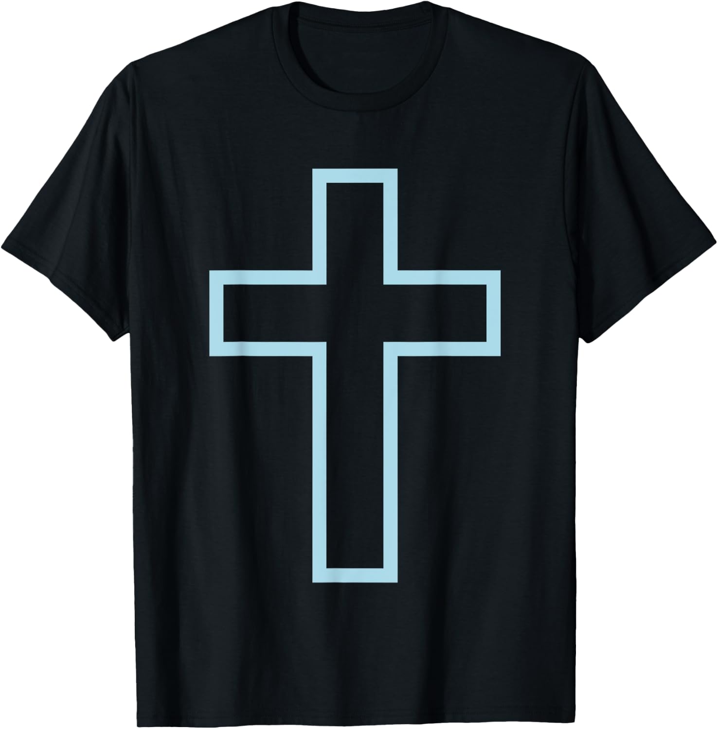 Baby Blue Cross Outline T-Shirt - T-Shirt | Black