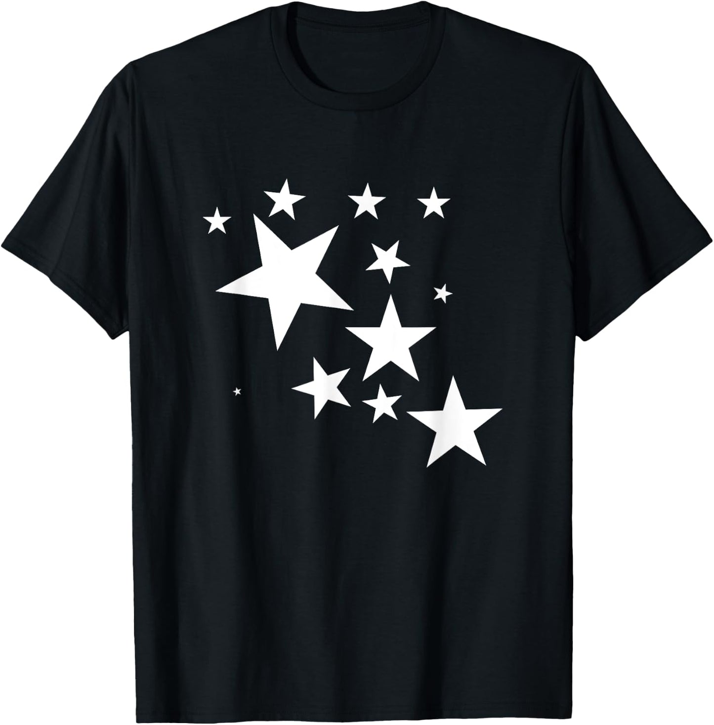 White Stars Star-Pattern-Design Costume Gift Men Women Kids T-Shirt - T-Shirt | Black