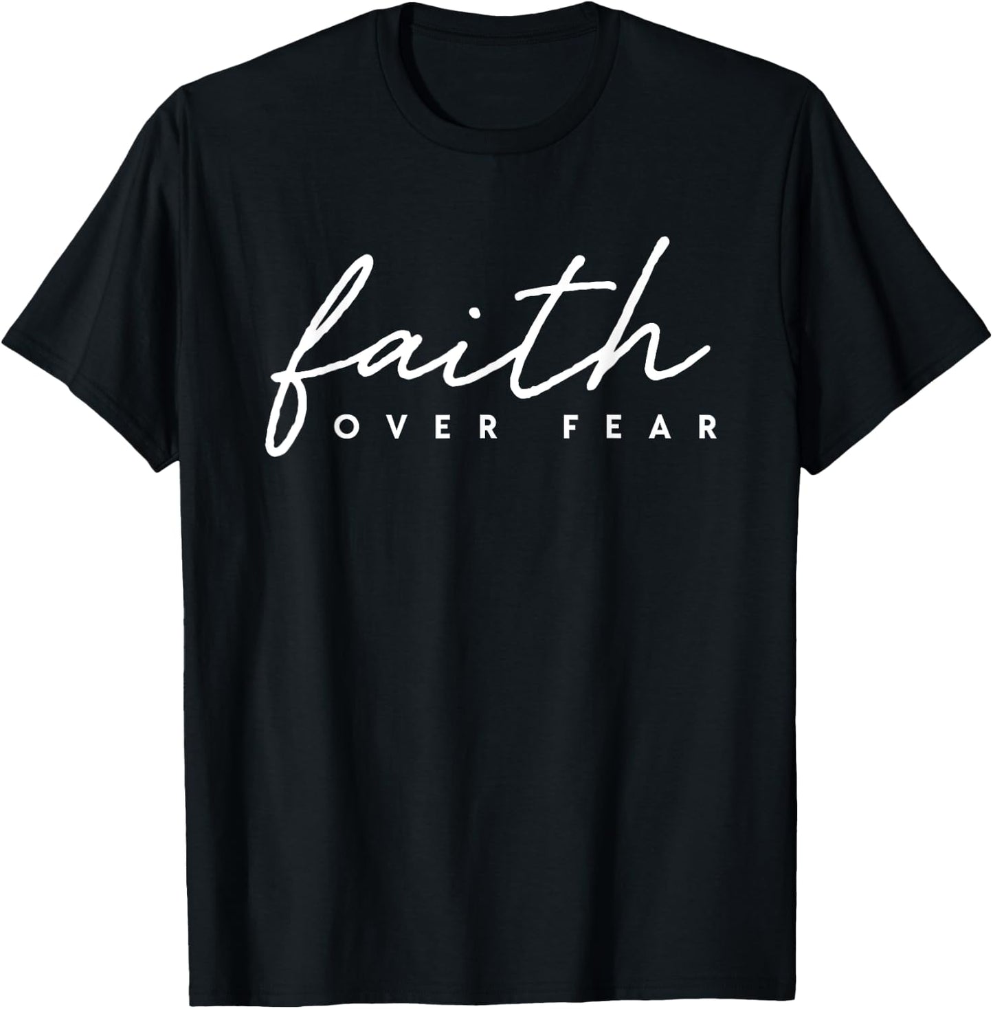 Faith Over Fear Jesus Christian God Faith Cross Lion Gift T-Shirt - T-Shirt | Black