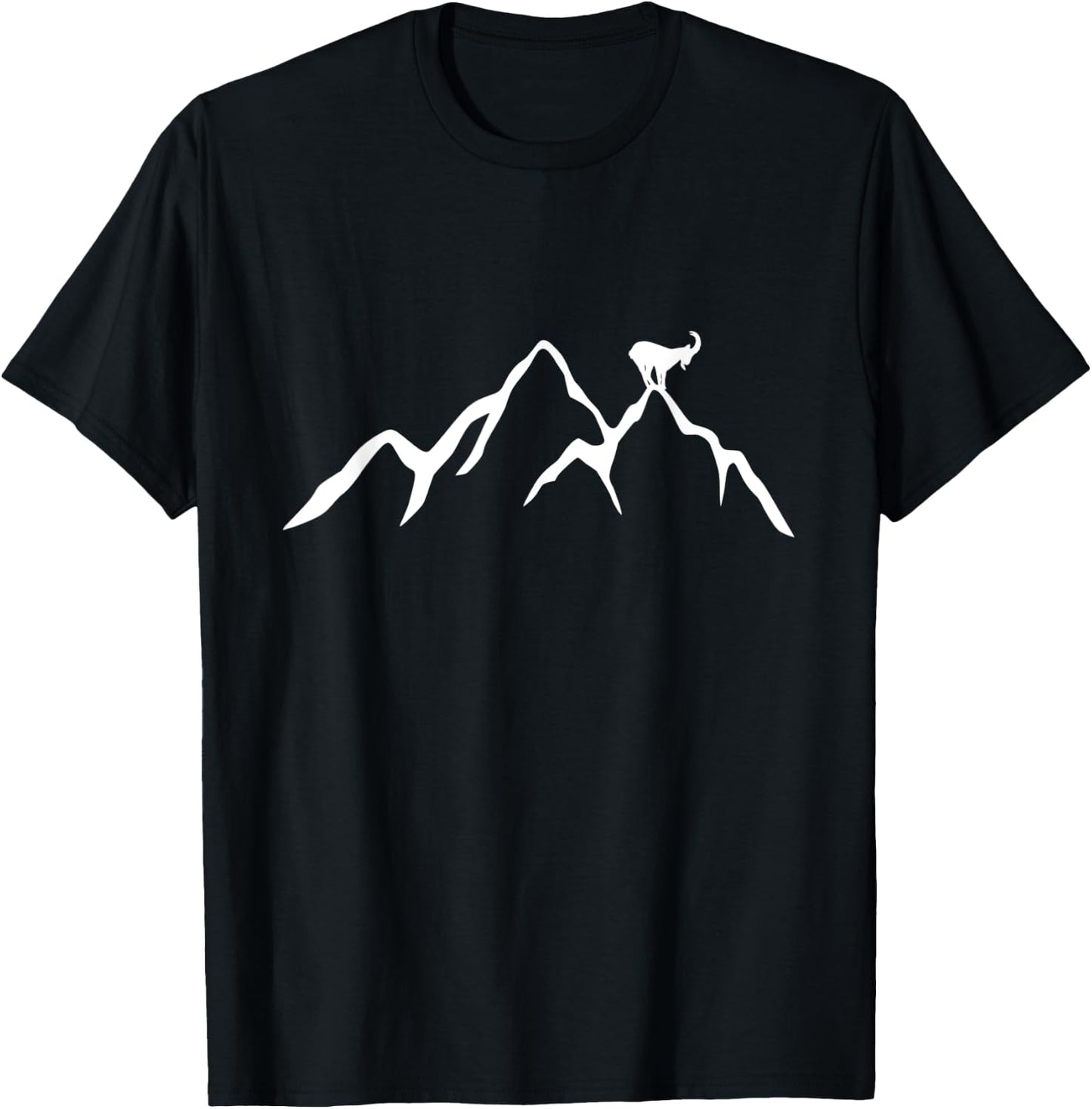 Wander Berg mit Steinbock für Berg Wandern und Natur T-Shirt - T-Shirt | Black