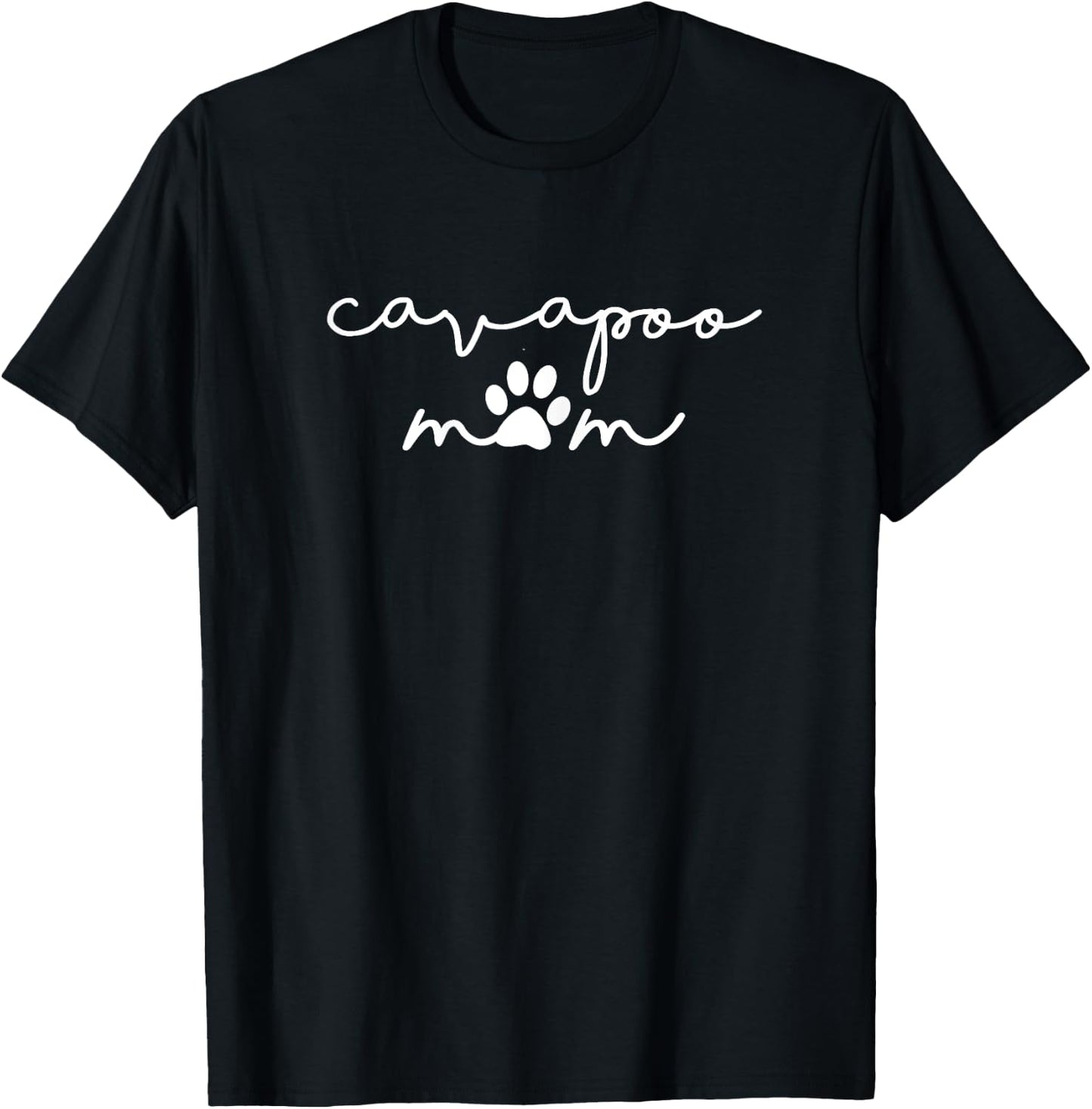 Cavapoo Mom with Dog Pawprint for Human Fur Mama T-Shirt - T-Shirt | Black