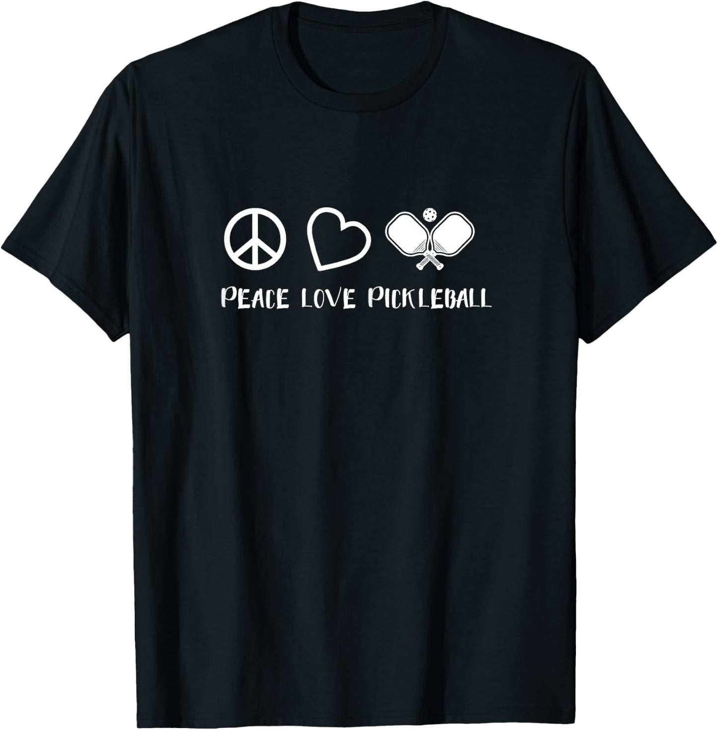 Peace Love Pickleball Funny Pickleball Player Gift T-Shirt - T-Shirt | Black