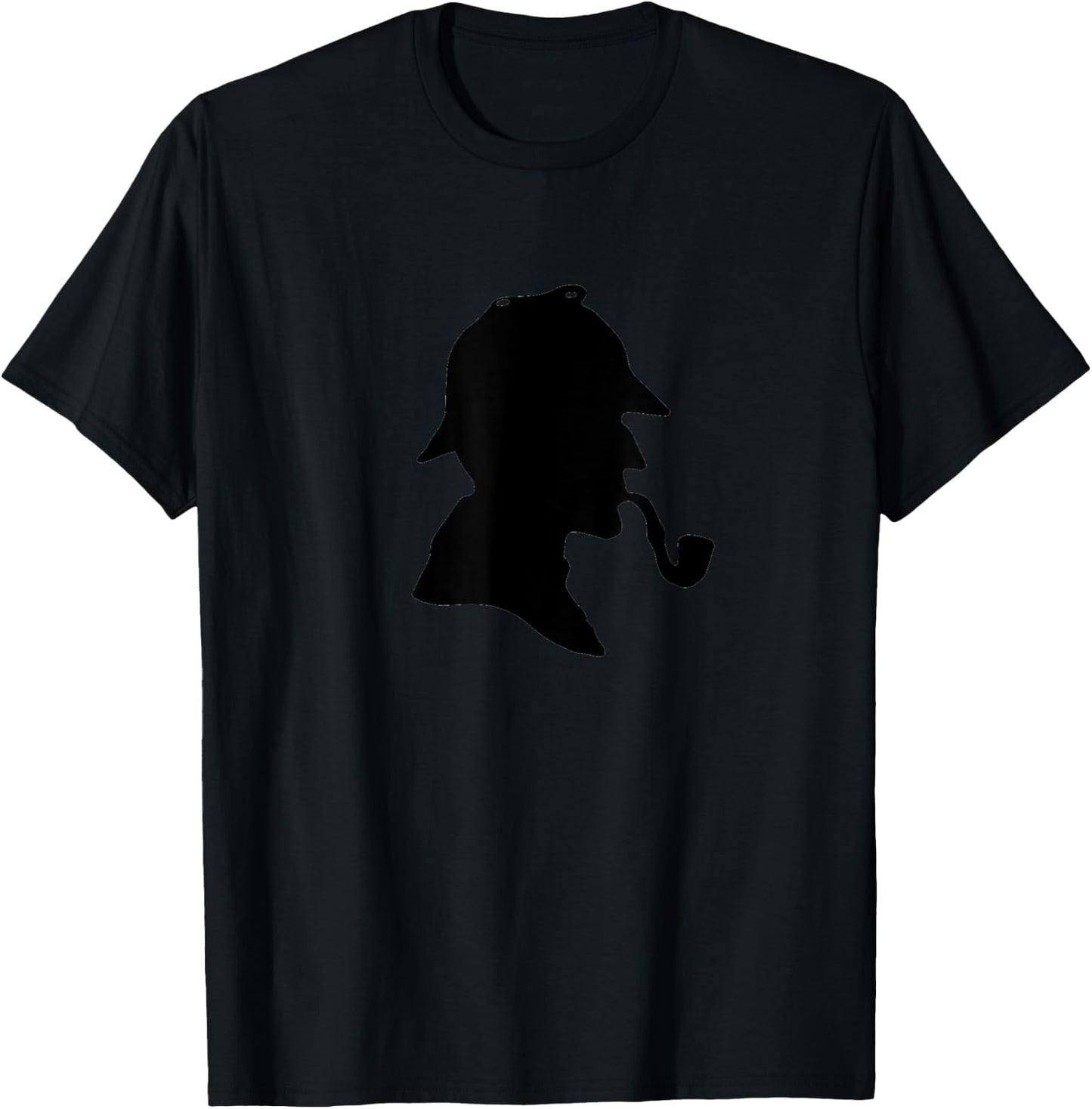 Famous Sherlock Holmes detective silhouette hat pipe book T-Shirt - T-Shirt | Black