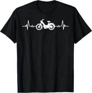 moped mob mobeur moped heartbeat humour , Black, S T-Shirt - T-Shirt | Black