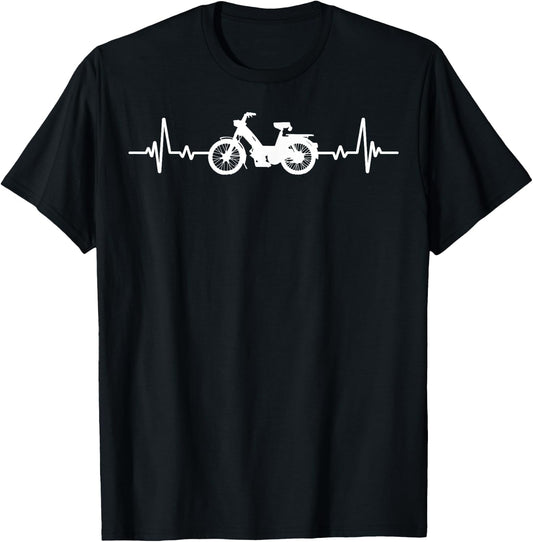 moped mob mobeur moped heartbeat humour , Black, S T-Shirt - T-Shirt | Black