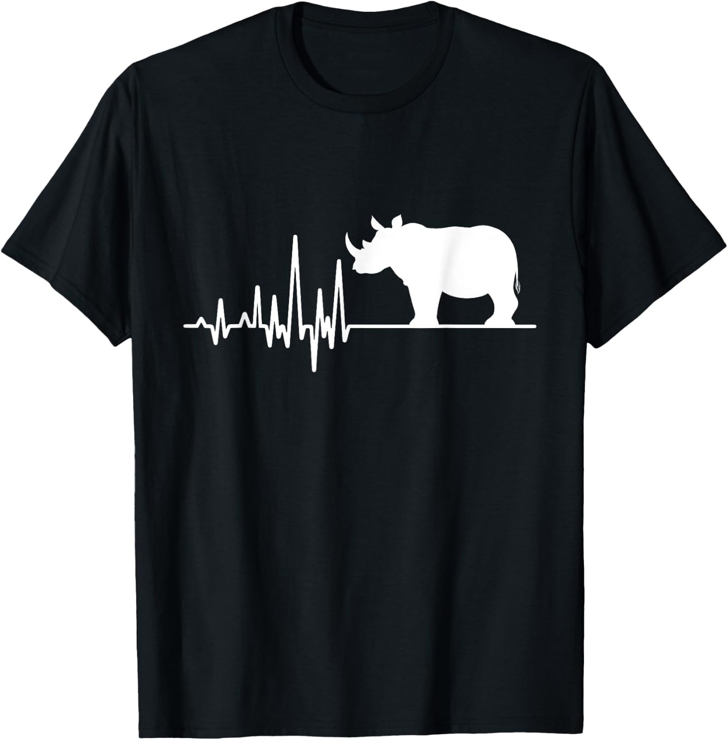 Rhino Conservation Awareness, Rhino Heartbeat Graphic T-Shirt - T-Shirt | Black