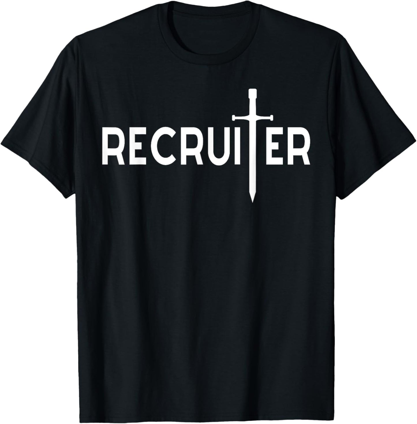 Recruiter, Jesus Cross Sword Shape for Christian Recruiting T-Shirt - T-Shirt | Black