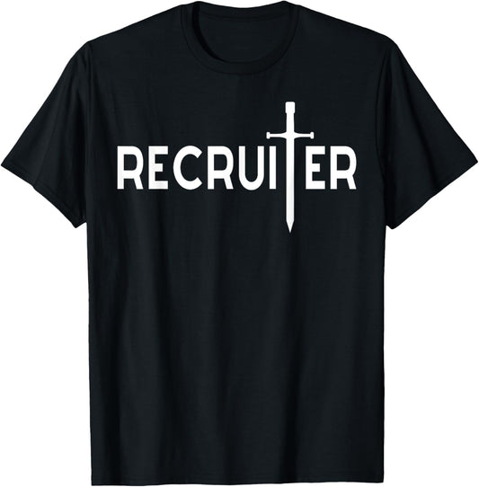 Recruiter, Jesus Cross Sword Shape for Christian Recruiting T-Shirt - T-Shirt | Black