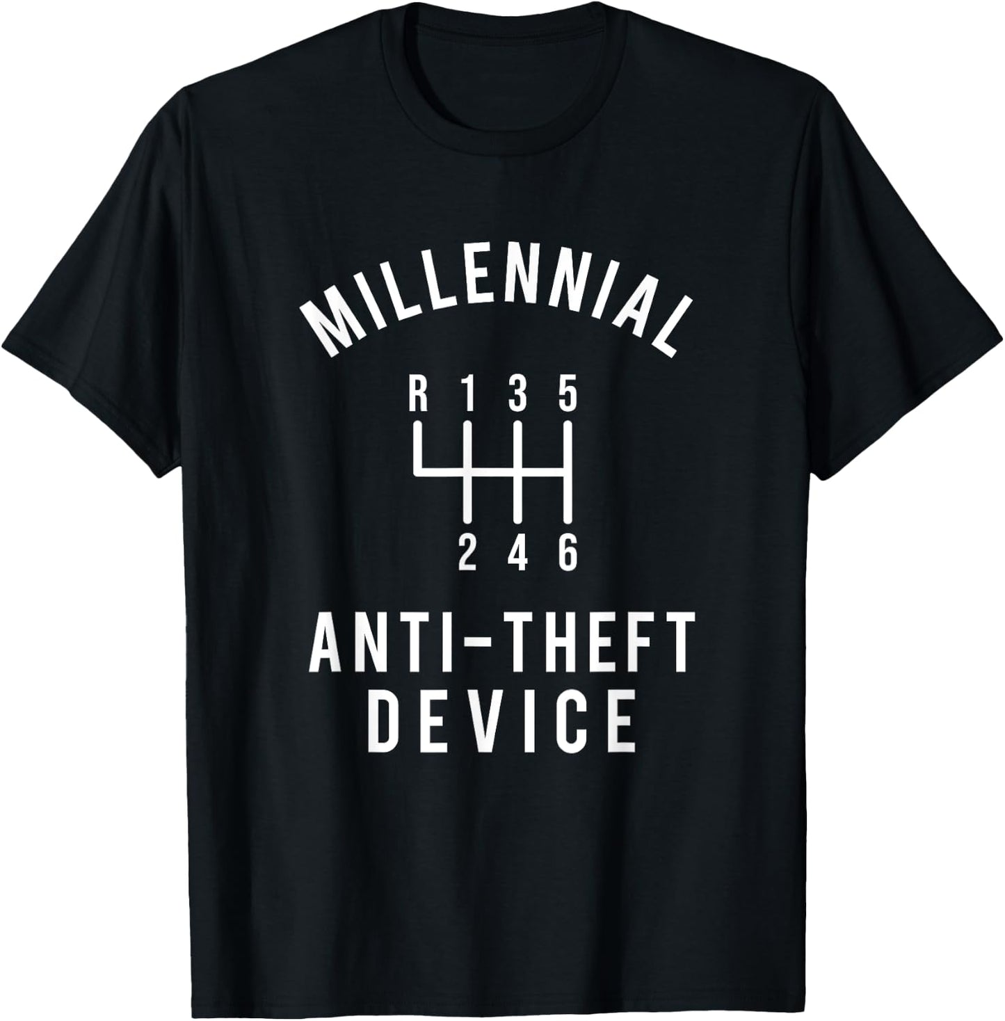 Millennial Anti-Theft Device - Car Guy Manual Shift Car T-Shirt - T-Shirt | Black