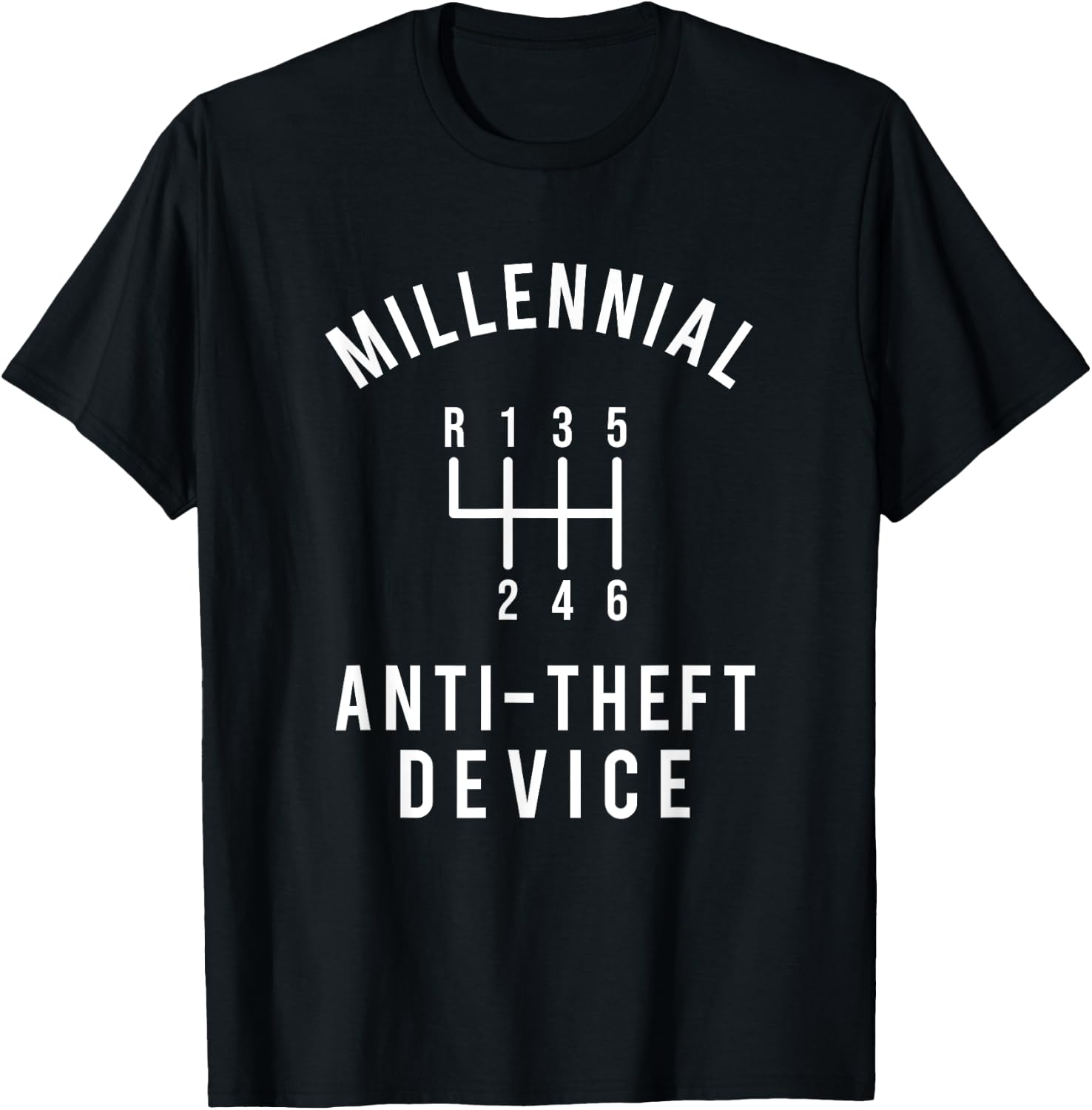 Millennial Anti-Theft Device - Car Guy Manual Shift Car T-Shirt - T-Shirt | Black