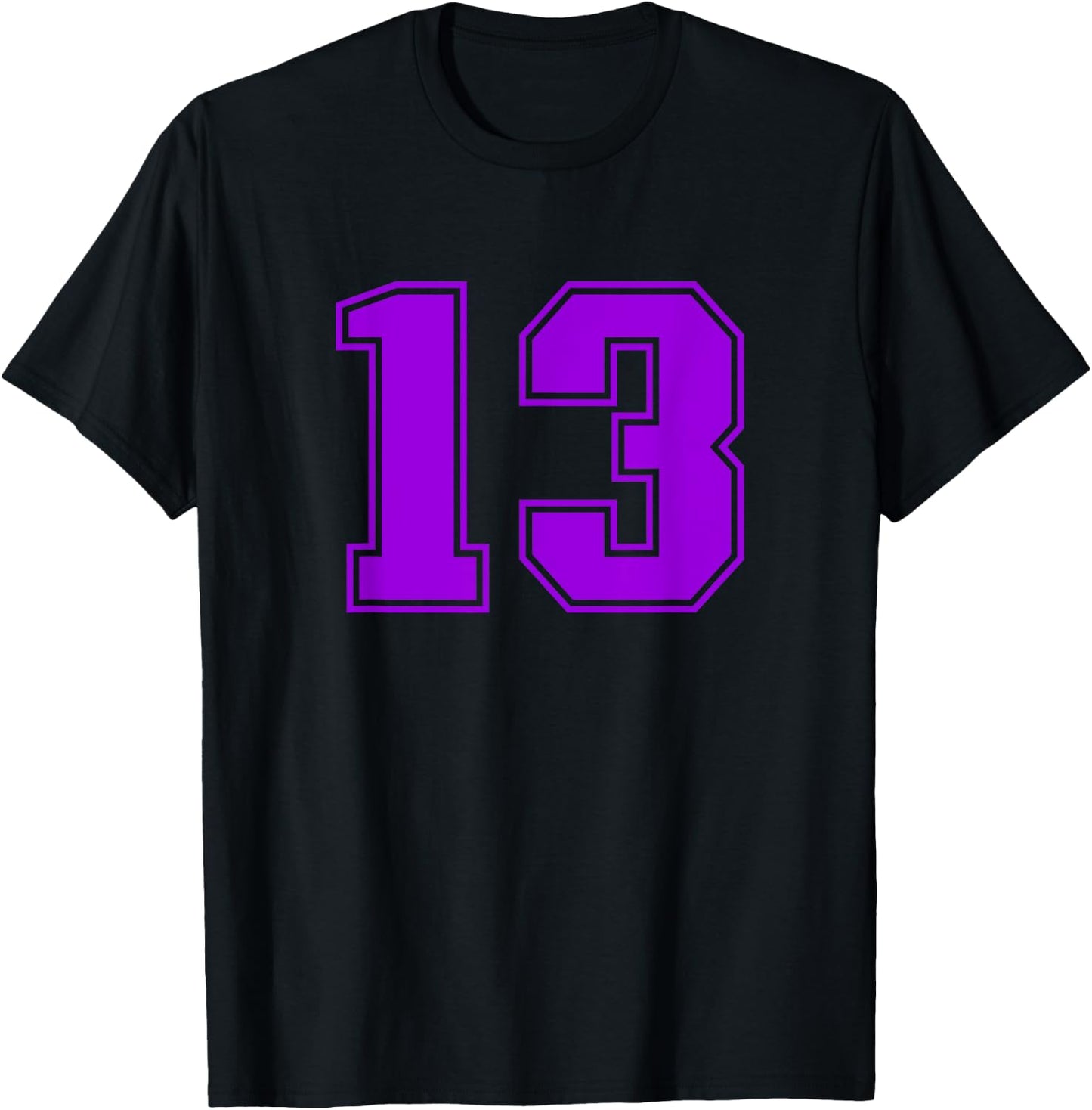 Number #13 Purple Sports Fan Jersey Number T-Shirt - T-Shirt | Black