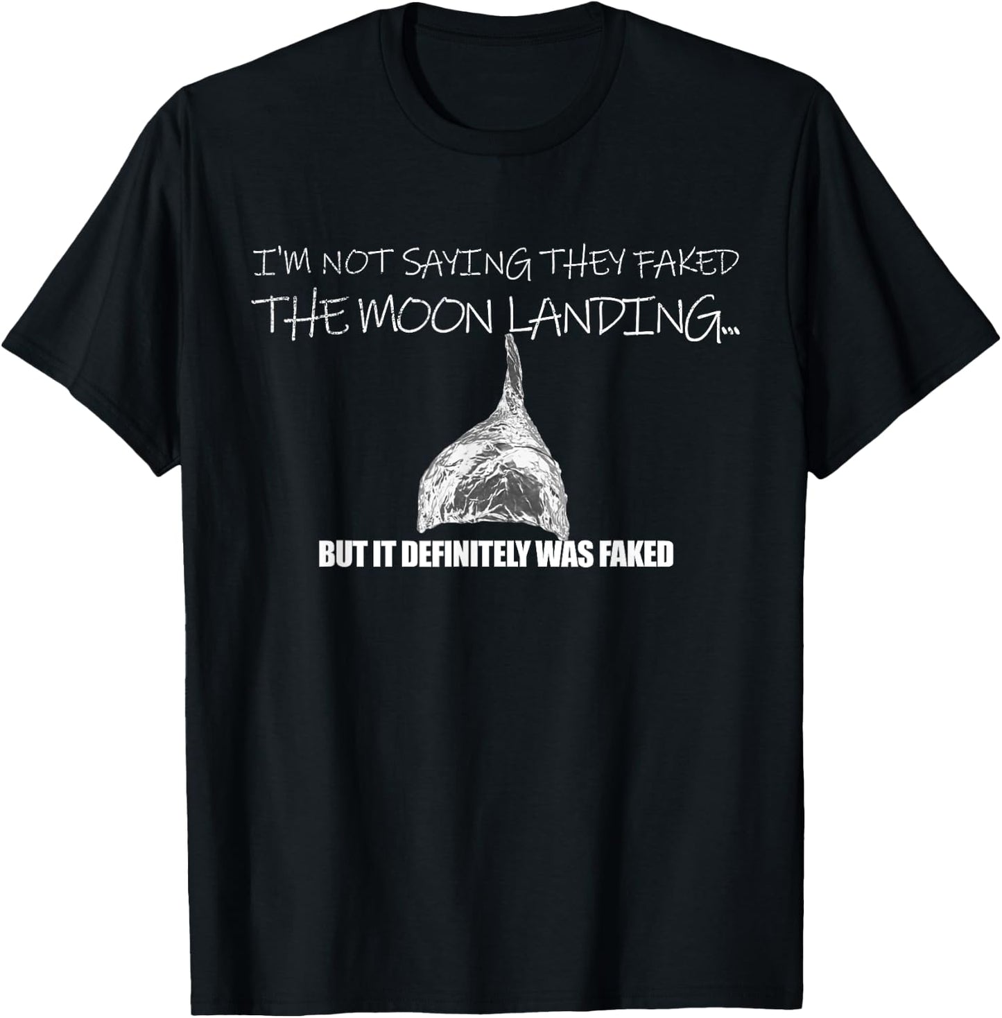 Fake Moon Landing Conspiracy Theory Tin Foil Hat T-Shirt - T-Shirt | Black