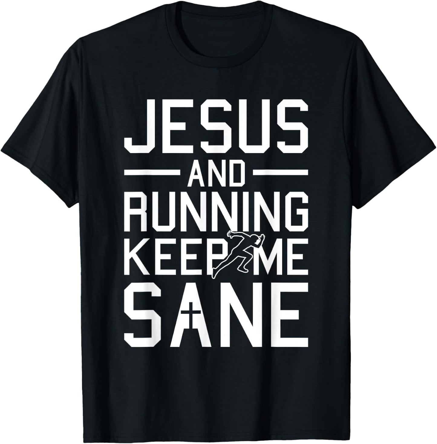 Jesus And Running Christmas Religious Faith Christian Runner T-Shirt - T-Shirt | Black