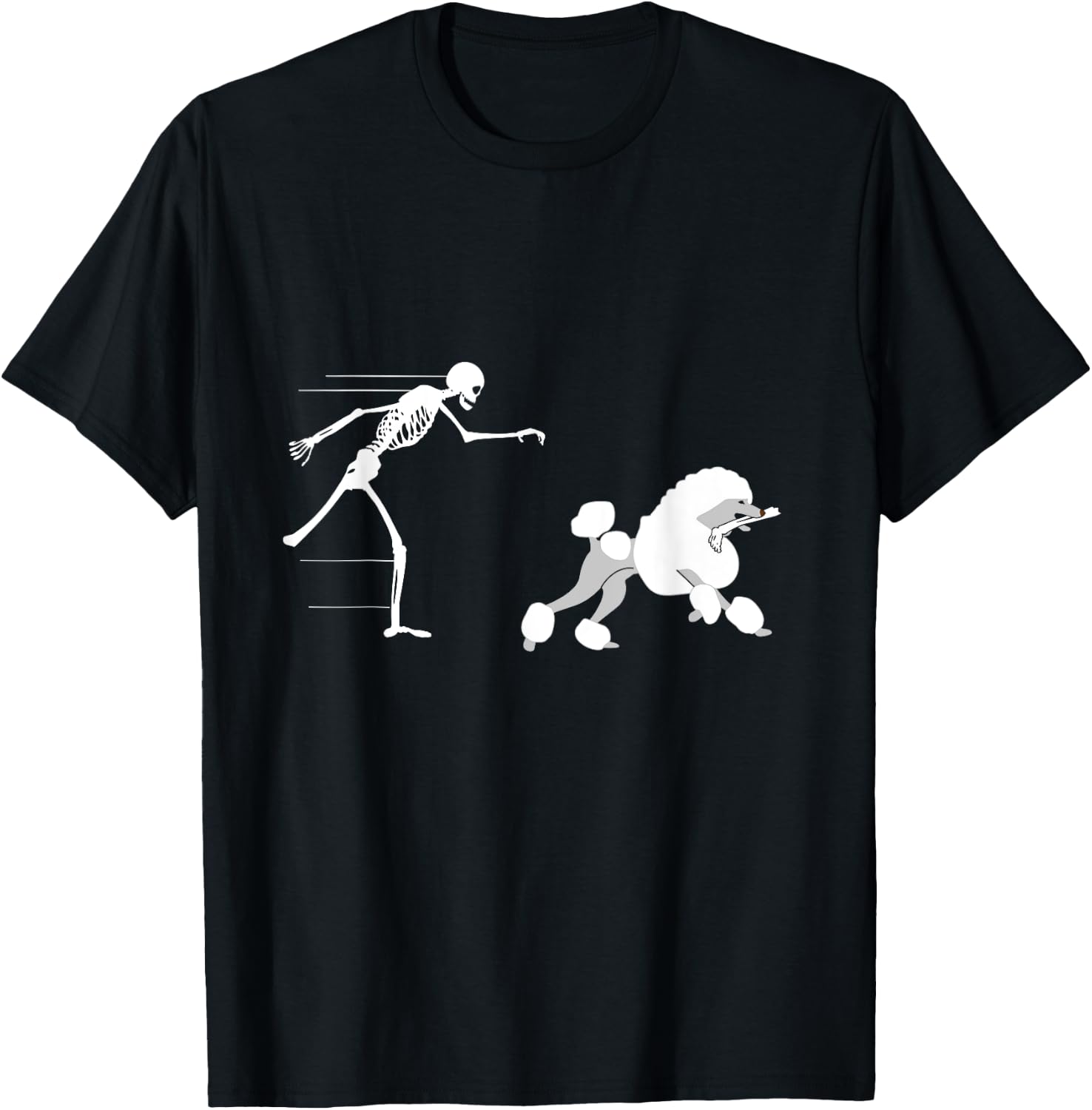 Funny Halloween Skeleton Leg Poodle T-Shirt - T-Shirt | Black