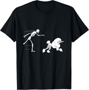 Funny Halloween Skeleton Leg Poodle T-Shirt - T-Shirt | Black