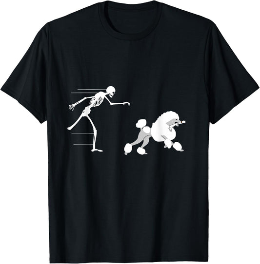 Funny Halloween Skeleton Leg Poodle T-Shirt - T-Shirt | Black