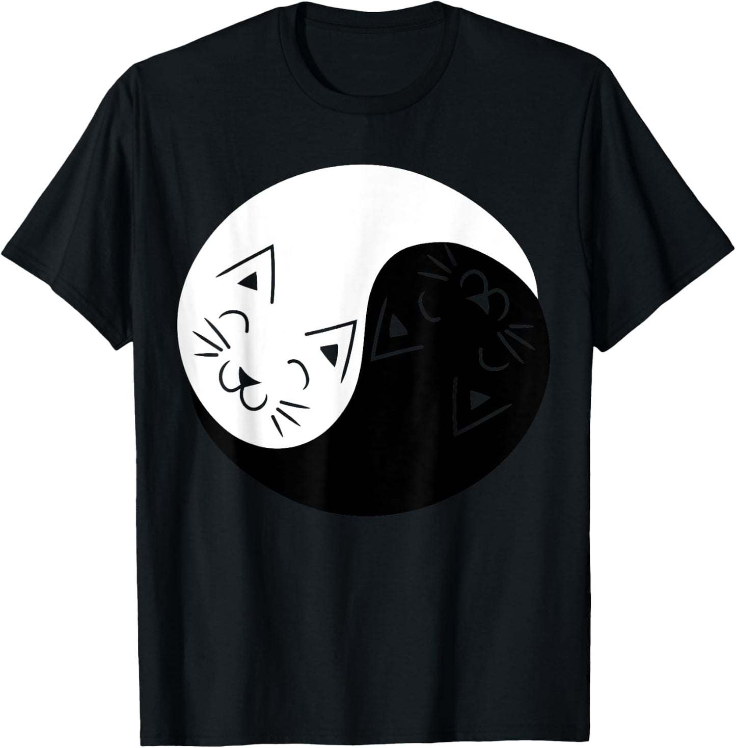 Yin and Yang Cats Shirt | Funny Cat Animal Women Kids T-Shirt - T-Shirt | Black