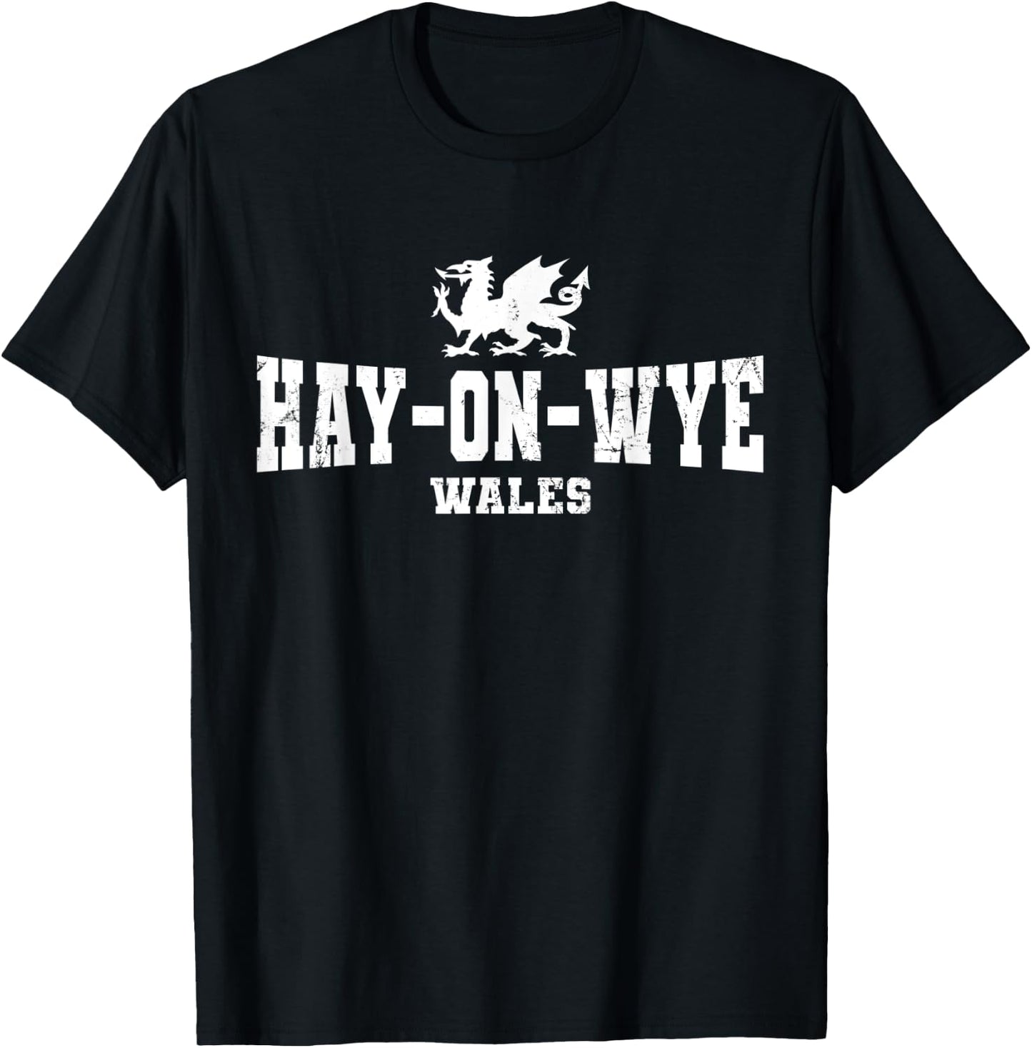 Hay-on-Wye Wales Welsh Dragon Flag Cymru T-Shirt - T-Shirt | Black