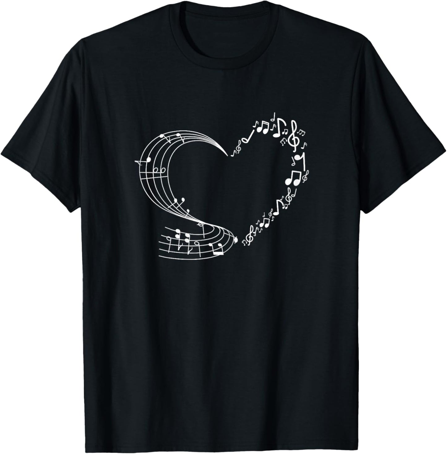 Cute Heart Music Note Women Girls Musicians T-Shirt - T-Shirt | Black
