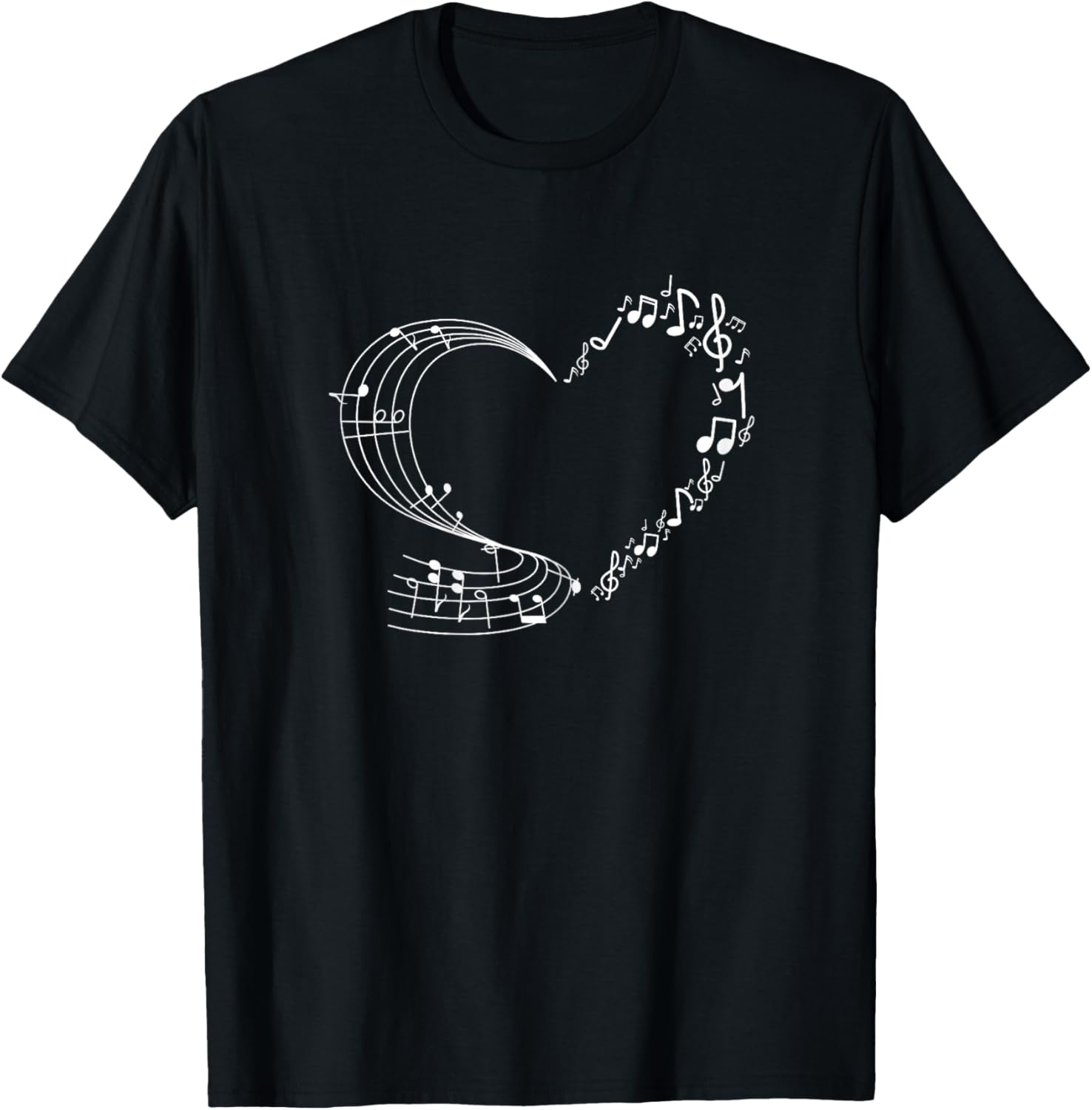 Cute Heart Music Note Women Girls Musicians T-Shirt - T-Shirt | Black