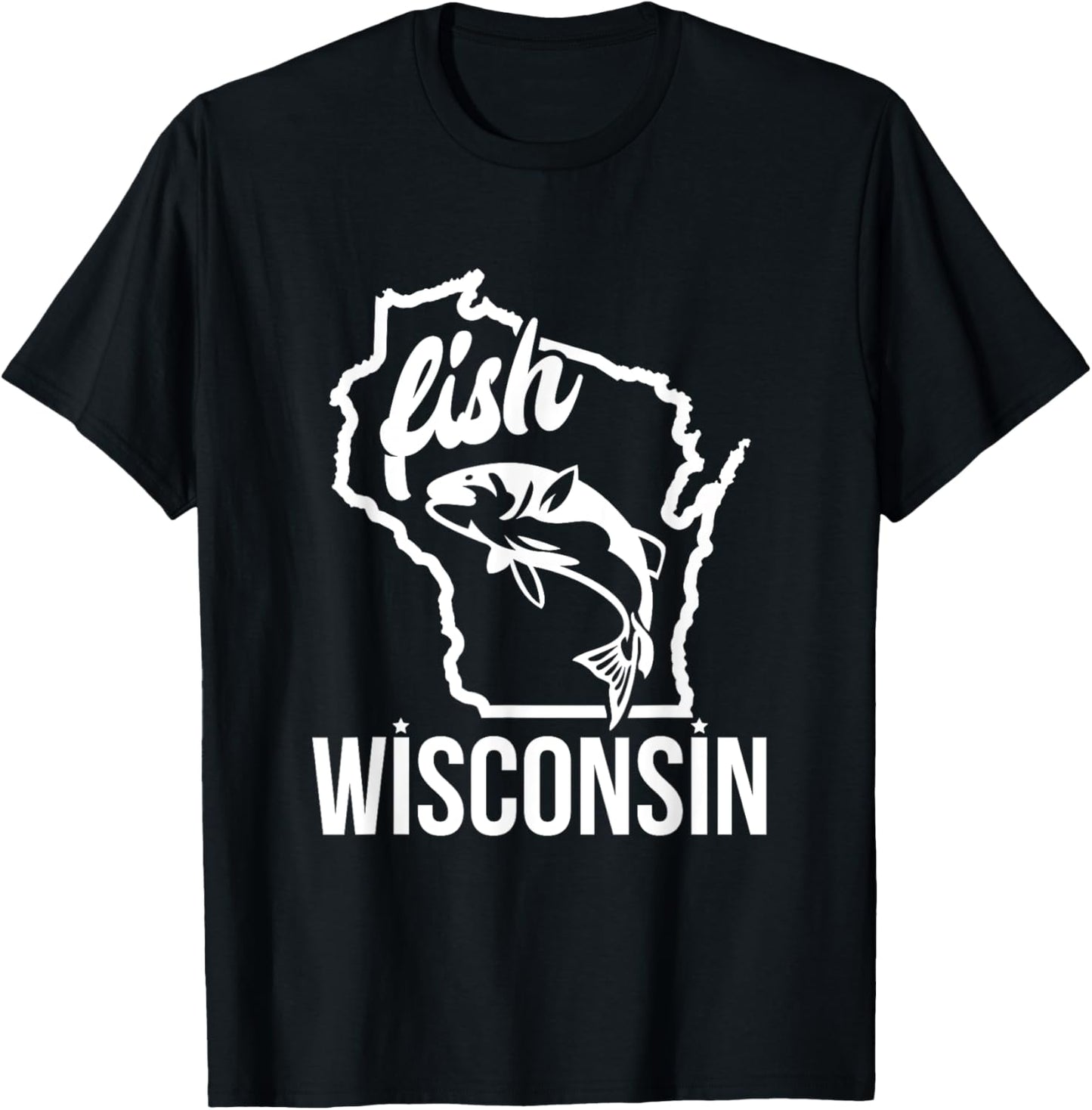 Fish Wisconsin Fishing Lover T-Shirt - T-Shirt | Black