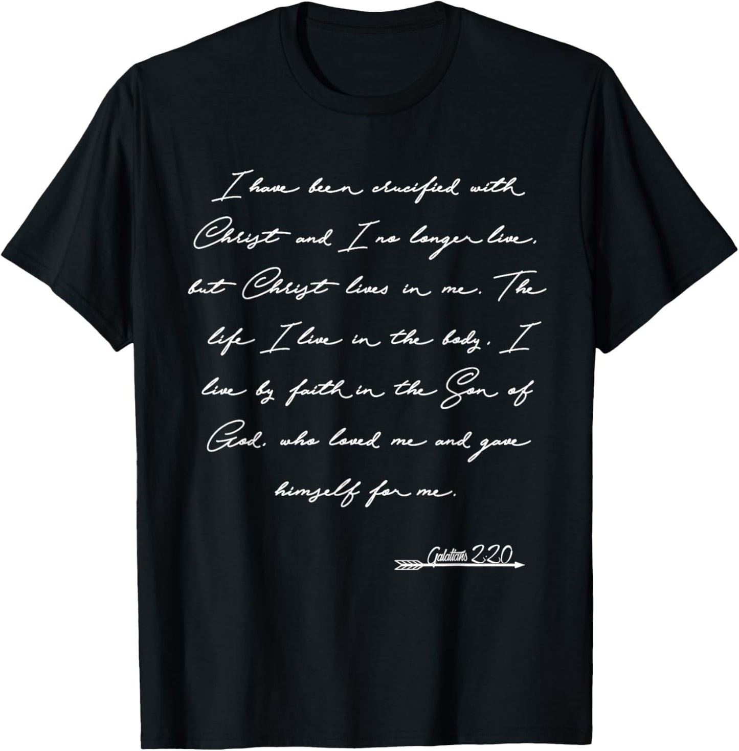 Galatians 2:20 Manuscript Christian Bible Verse T-Shirt - T-Shirt | Black