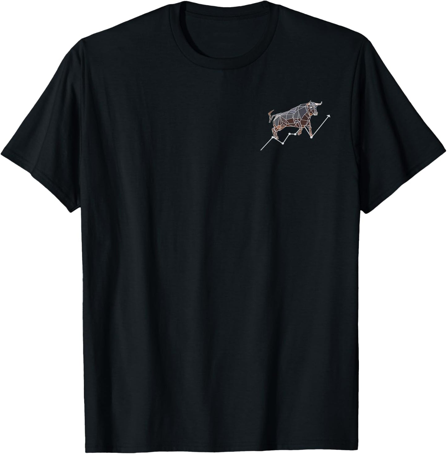 Geometric Bull Stock Market Minimalist T-Shirt - T-Shirt | Black