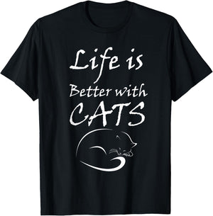 Life is Better With MY Cats T-Shirt - T-Shirt | Black