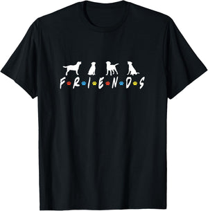 Retro Labrador Retriever Dog Friends , Cute Lab Retriever T-Shirt - T-Shirt | Black