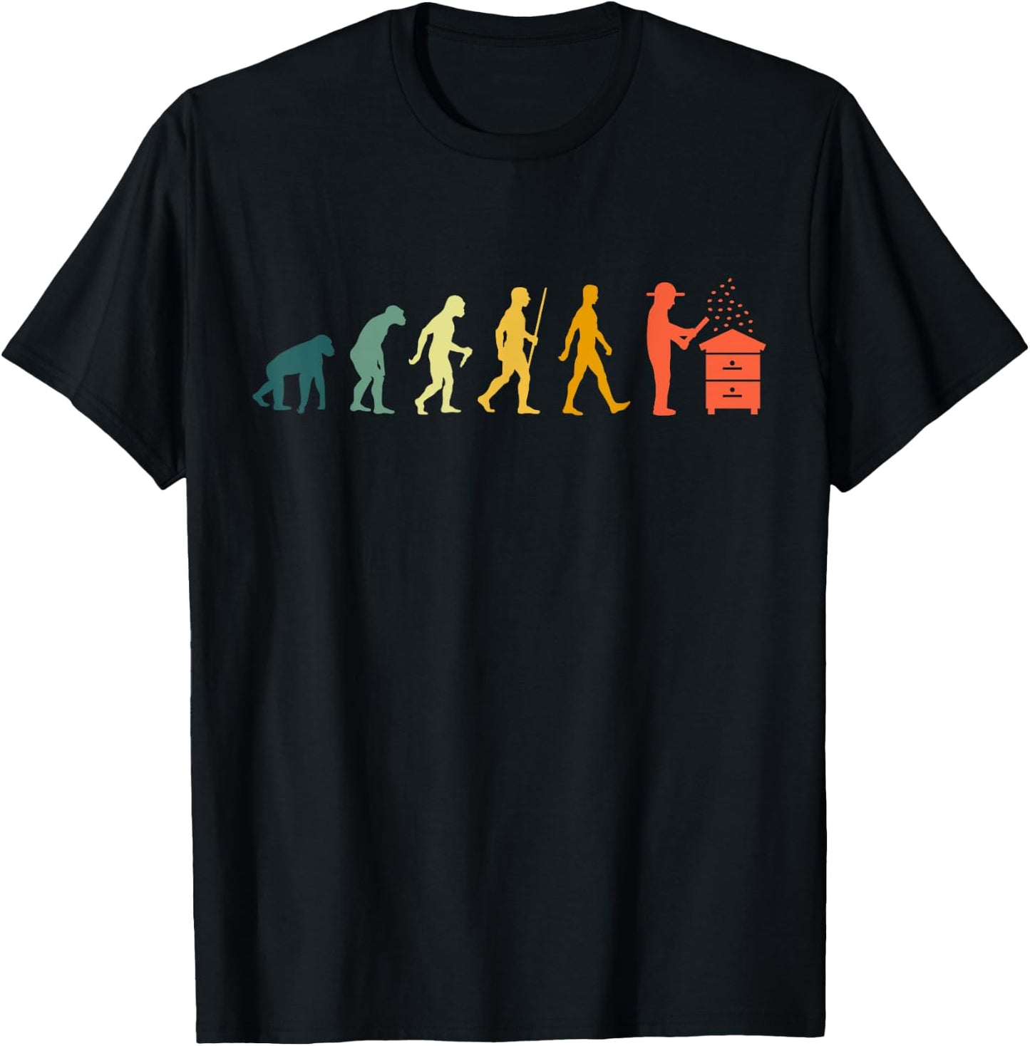 Beekeeper Evolution Retro Vintage Beekeeping Honey Bee , black T-Shirt - T-Shirt | Black