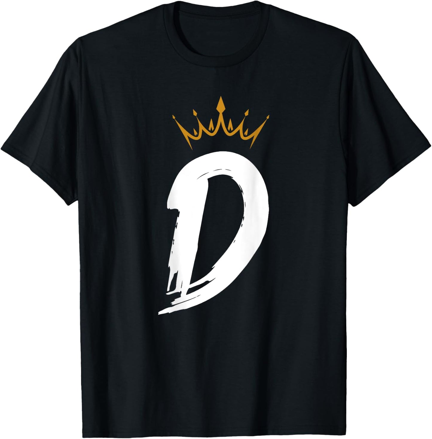 Queen King Letter D - BACKSIDE Letter With Crown Alphabet T-Shirt - T-Shirt | Black
