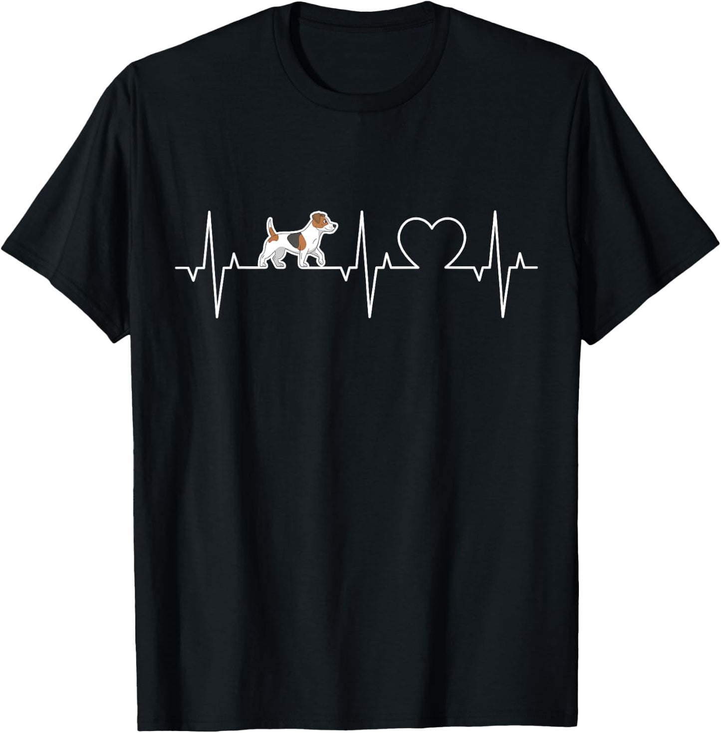 Jack Russell Terrier Heartbeat Terrier ECG Dog Owner , black T-Shirt - T-Shirt | Black