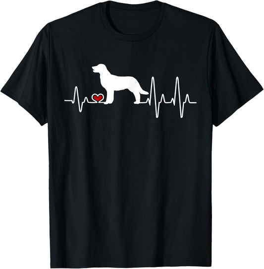 Golden Retriever Dog Heartbeat Pulse Men Women Kids T-Shirt - T-Shirt | Black