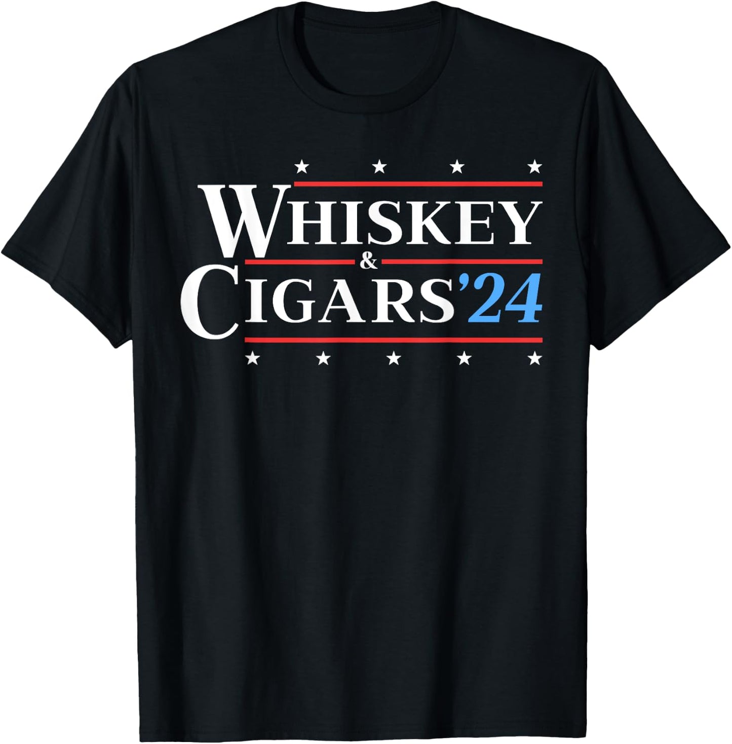 Whiskey & Cigars '24 Funny Presidential Election 2024 Parody T-Shirt - T-Shirt | Black
