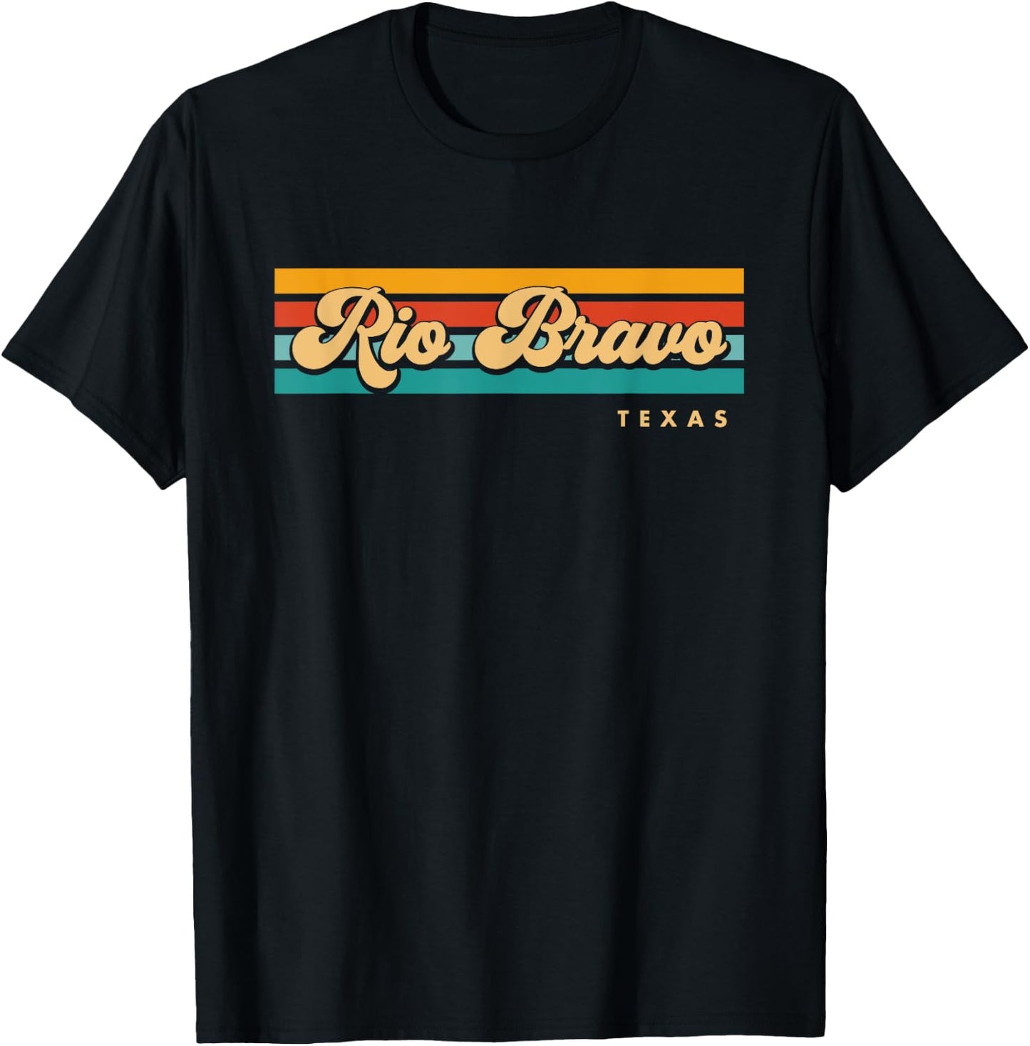 Vintage Sunset Stripes Rio Bravo, Texas T-Shirt - T-Shirt | Black
