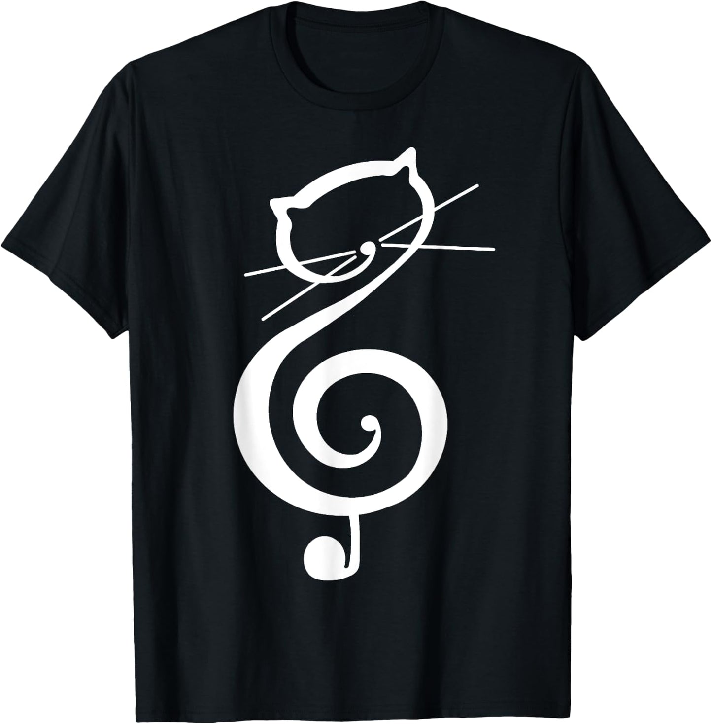 Cat Kitty Treble Music Clef Funny Cat Music Notes Women Men T-Shirt - T-Shirt | Black