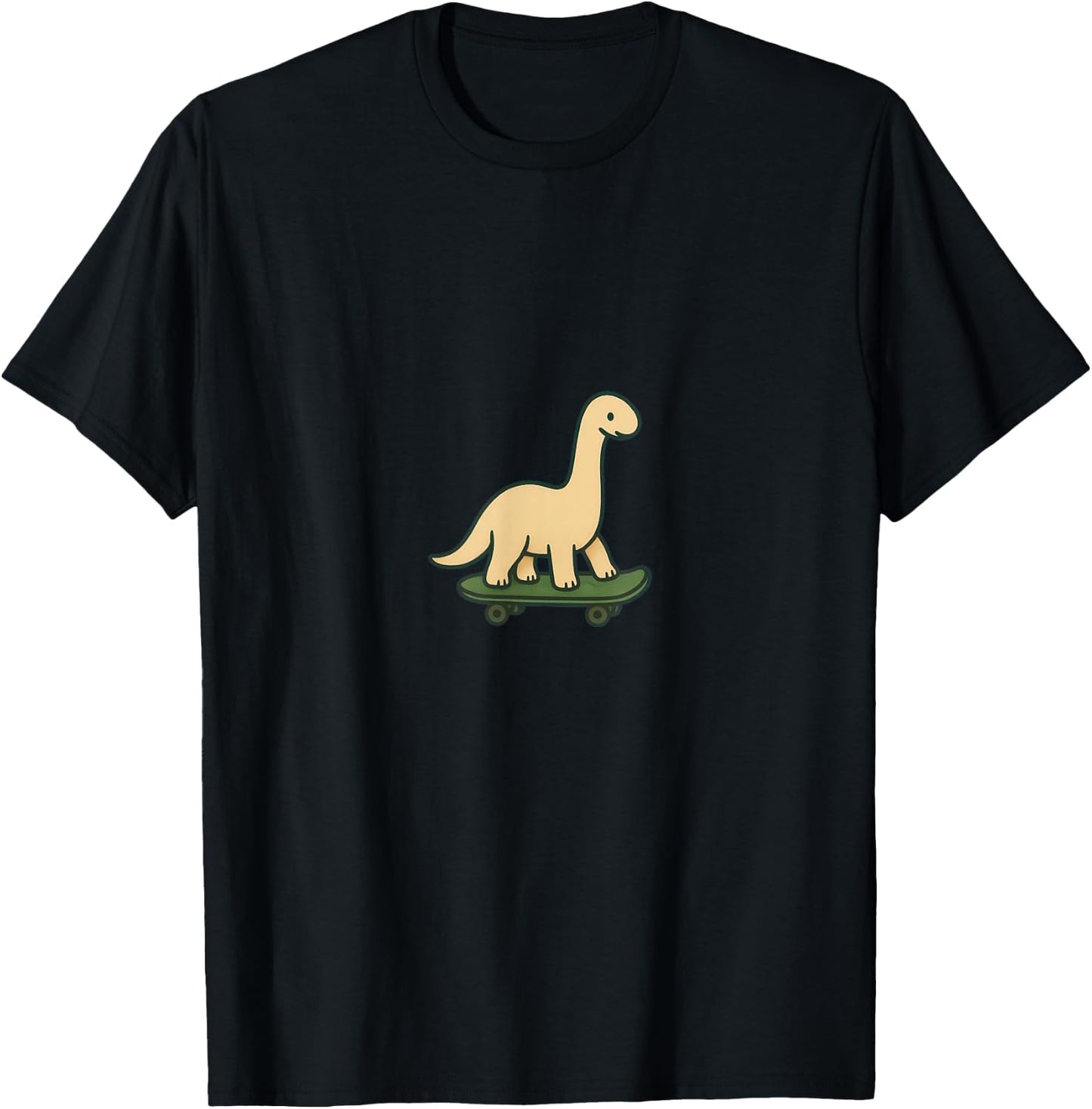 Dino On Skateboard - Funny Children's Illustration T-Shirt - T-Shirt | Black