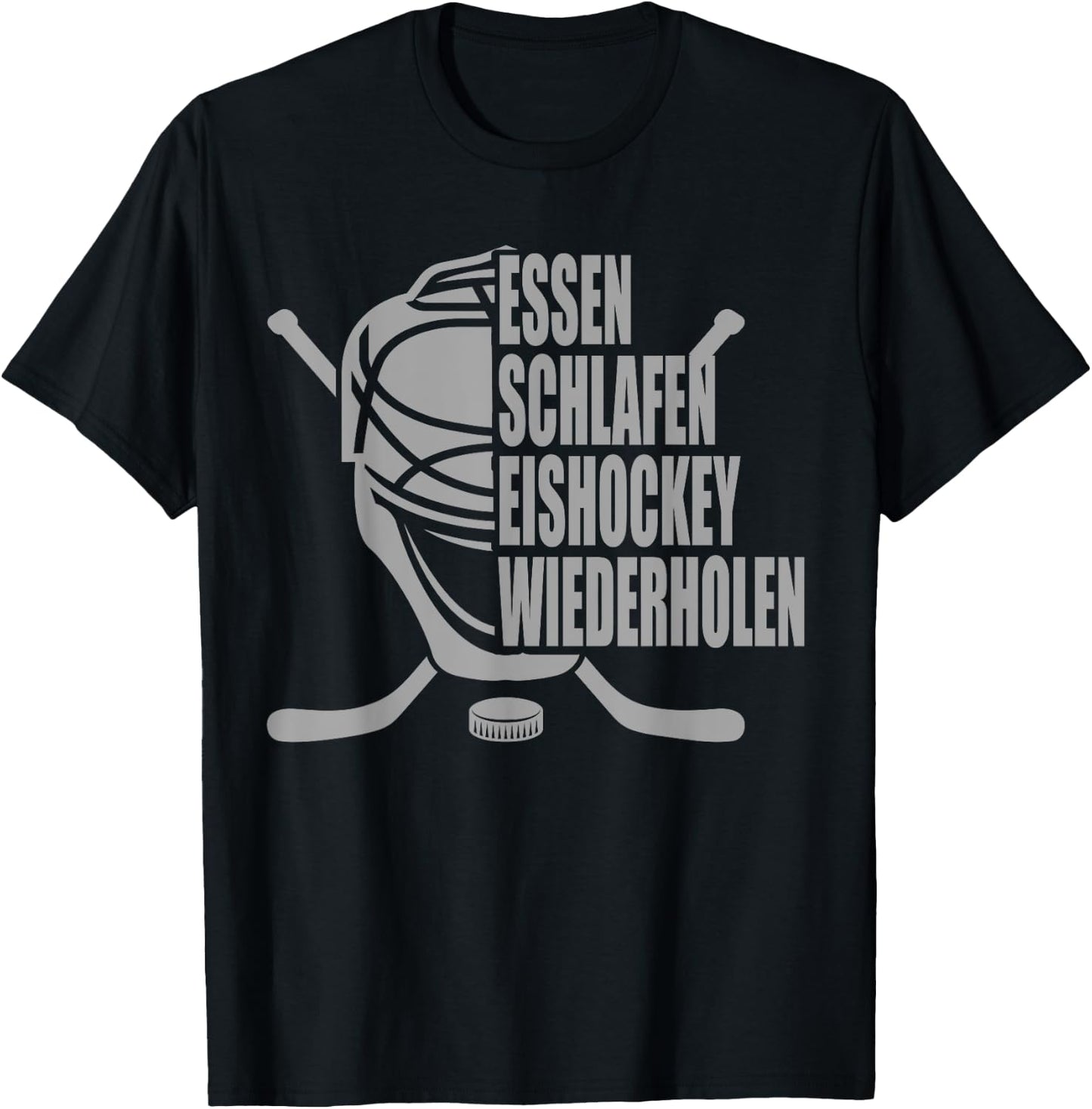 Essen Schlafen Eishockey Wiederholen Vintage Ice Hockey , black T-Shirt - T-Shirt | Black