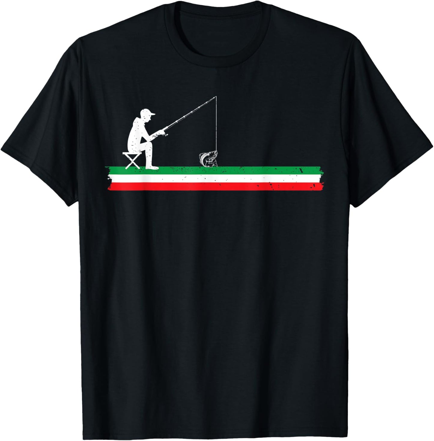 Proud Italian Fisherman Italy Flag Italian Walleye Fishing T-Shirt - T-Shirt | Black