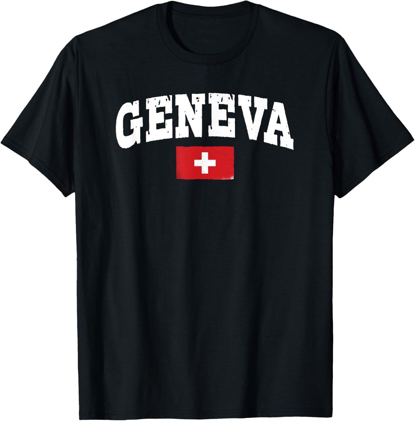 Geneva Swiss Flag Wear Lake Geneva Switzerland T-Shirt - T-Shirt | Black