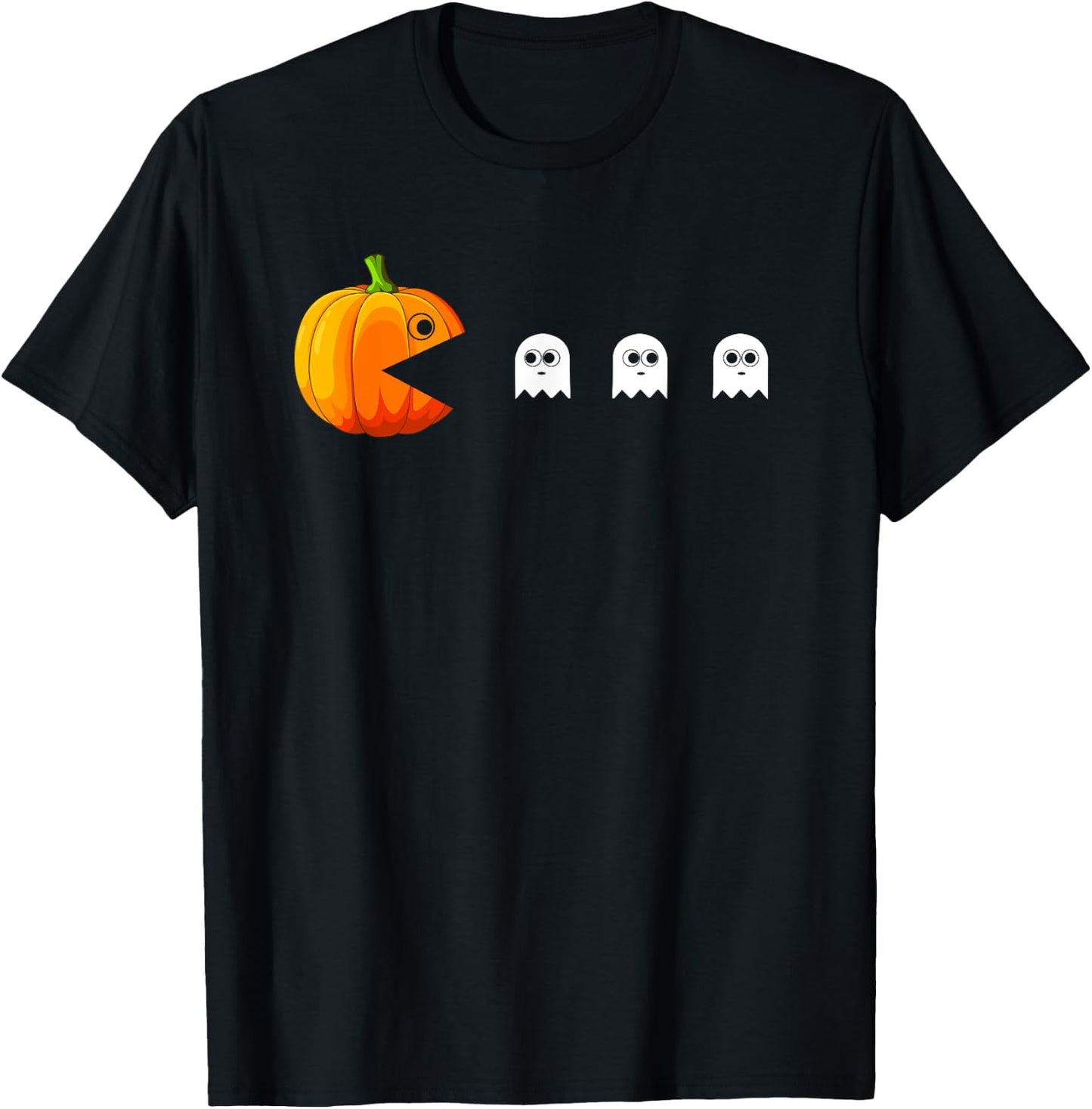 Funny Pumpkin Eating Ghosts Halloween For Boys Girls Kids T-Shirt - T-Shirt | Black