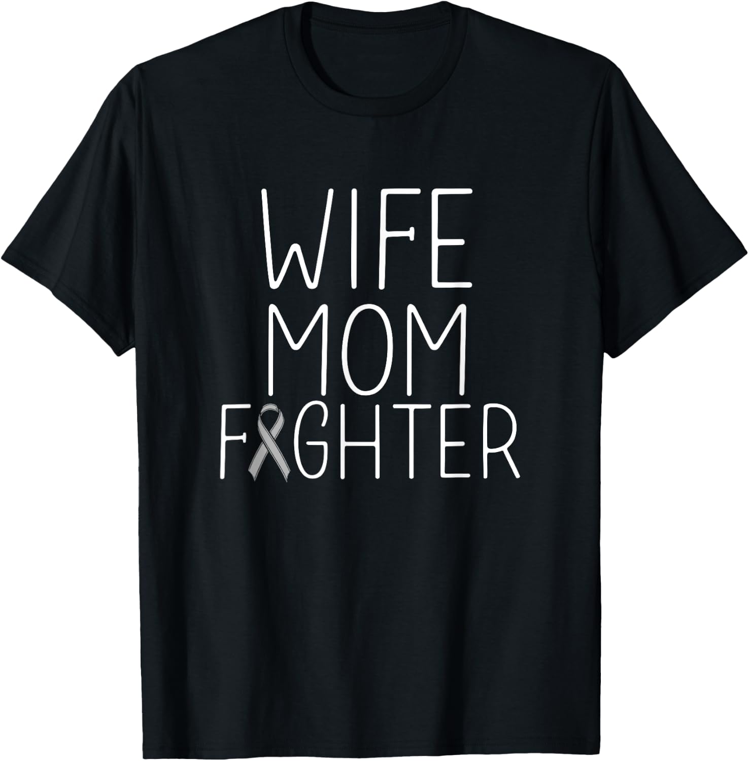Wife Mom Fighter - Brain Cancer Shirt Brain Cancer Fighter T-Shirt - T-Shirt | Black