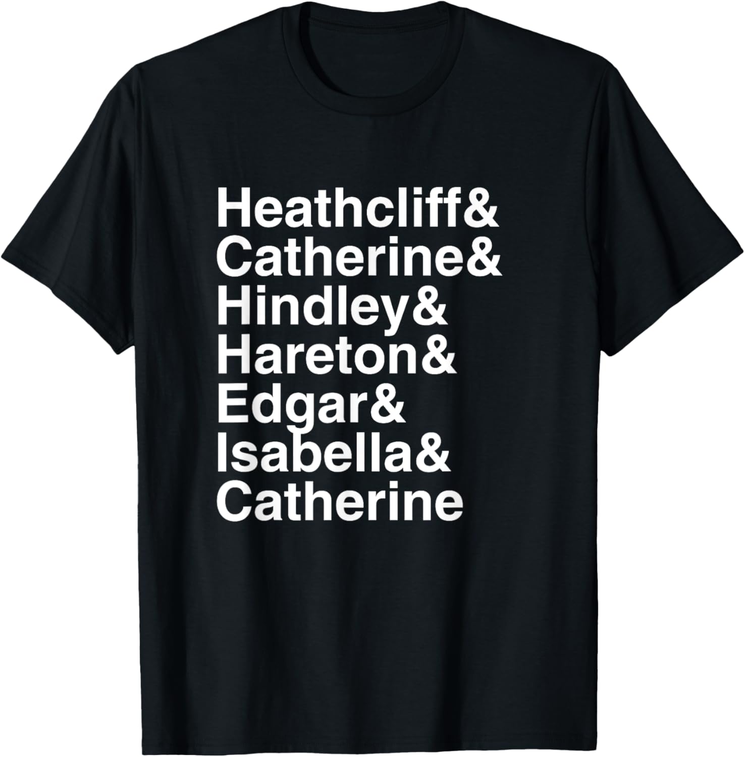 Emily Bronte Wuthering Heights Character List T-Shirt - T-Shirt | Black