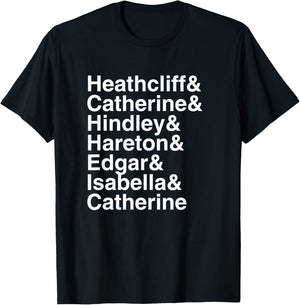 Emily Bronte Wuthering Heights Character List T-Shirt - T-Shirt | Black