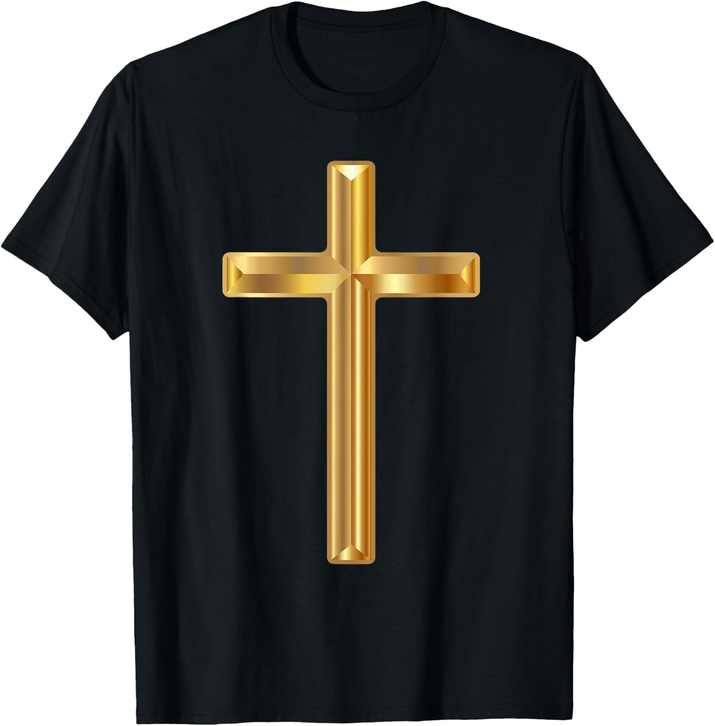 Jesus Holy Cross Gold Cross - Boys' -Adults Black Solid Color Modern Christian Gift - Small - Short Sleeve - Winter - 1 Count - 0 Pockets - Non-Stretchable - Machine Wash T-Shirt - T-Shirt | Black