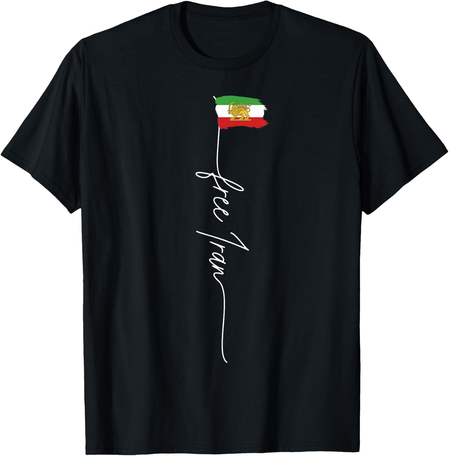 IRAN AZADI Iran Flag Map Lion Sun Sword Free Iran Revolution T-Shirt - T-Shirt | Black