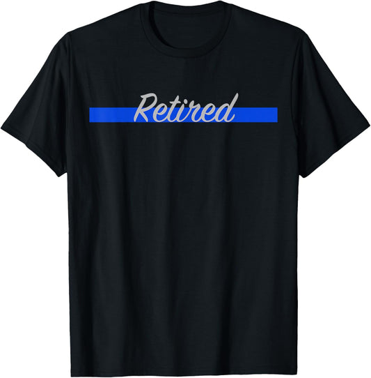 Retired Police Thin Blue Line T-Shirt - T-Shirt | Black