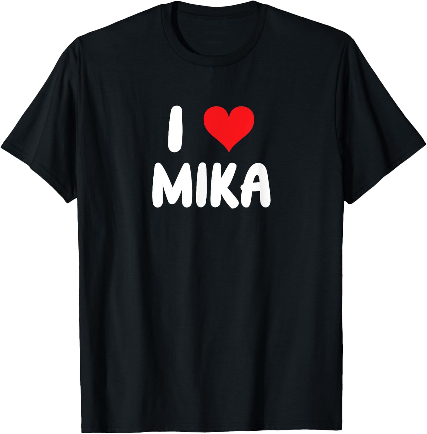I Love Mika - Heart , Black, S T-Shirt - T-Shirt | Black
