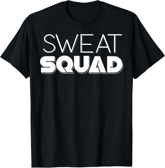 Sweat Squad Gym Exercise Bold Drop Shadow T-Shirt - T-Shirt | Black